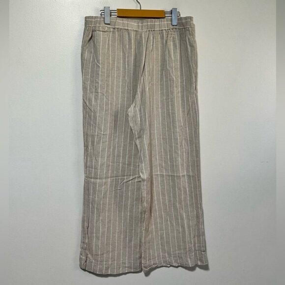 Joie Wide-Leg Linen Blend Pants - Beige Stripe (US L) - Picture 11 of 13
